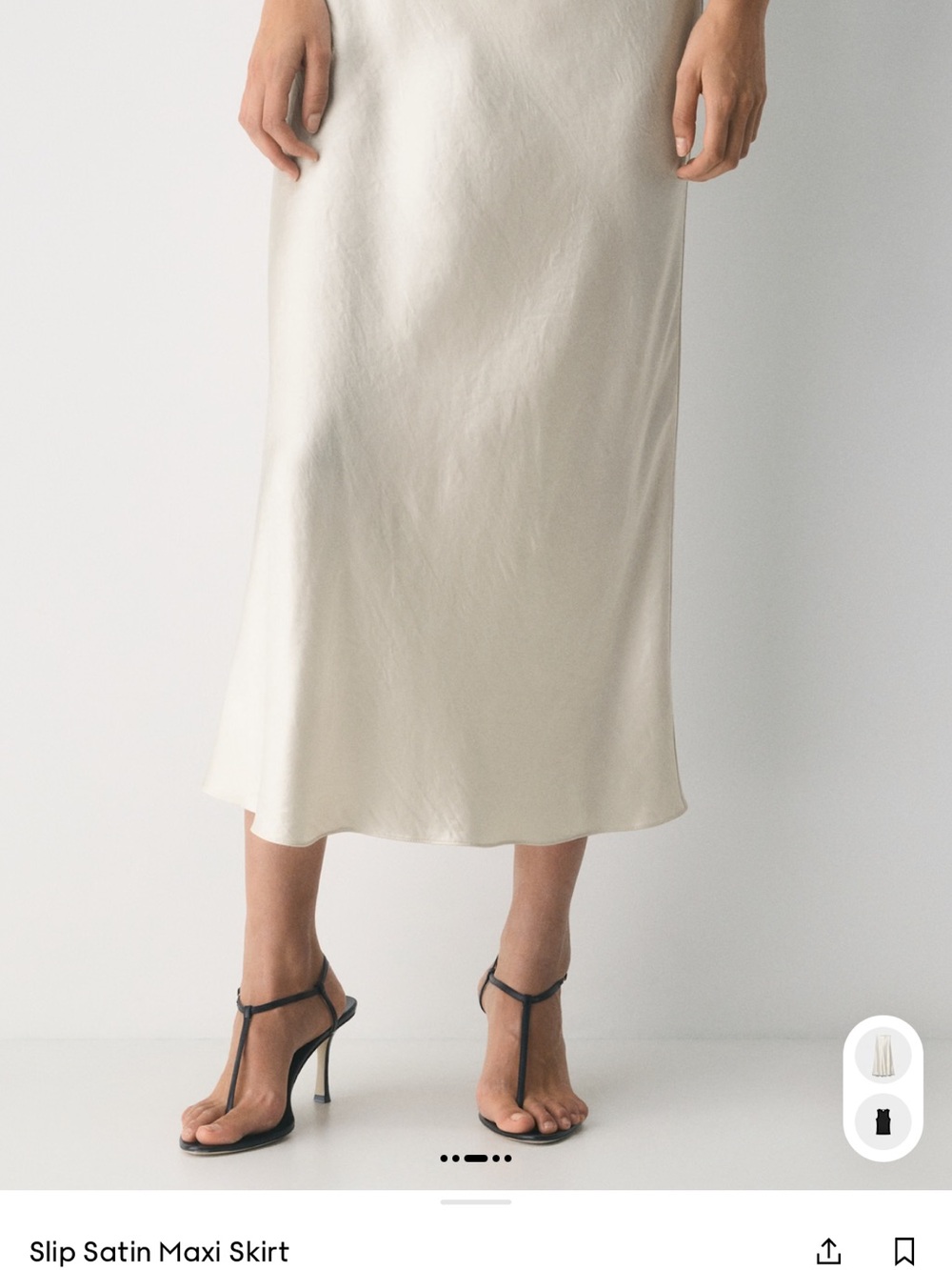 Aritzia Babaton Satin Slip Midi Skirt - Cream